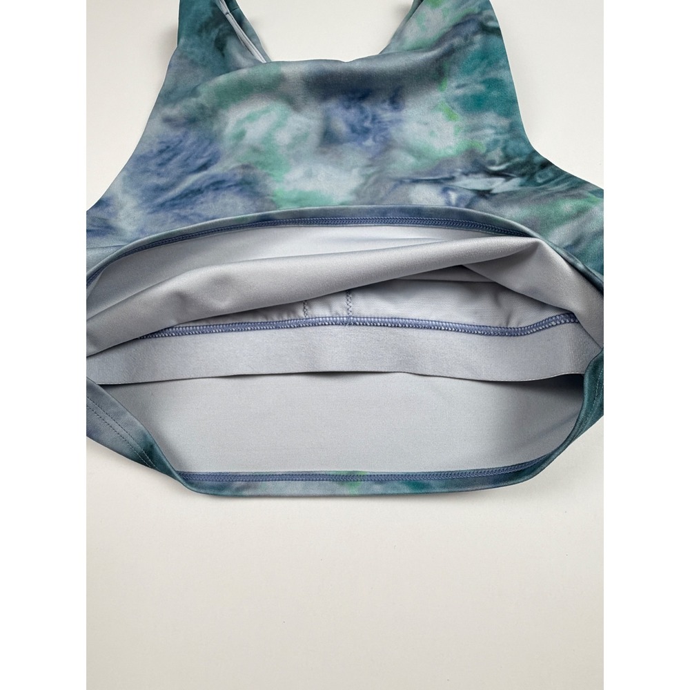 Athleta Conscious Crop Bra Womens Small Petite Blue Green Tie Dye Racerback A-C - Picture 9 of 10
